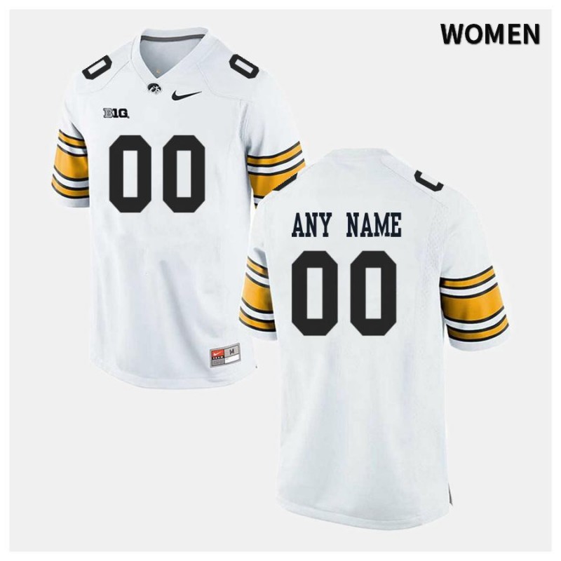 Women's Iowa Hawkeyes NCAA #00 Custom White Authentic Nike Stitched College Football Jersey LU34A70XE